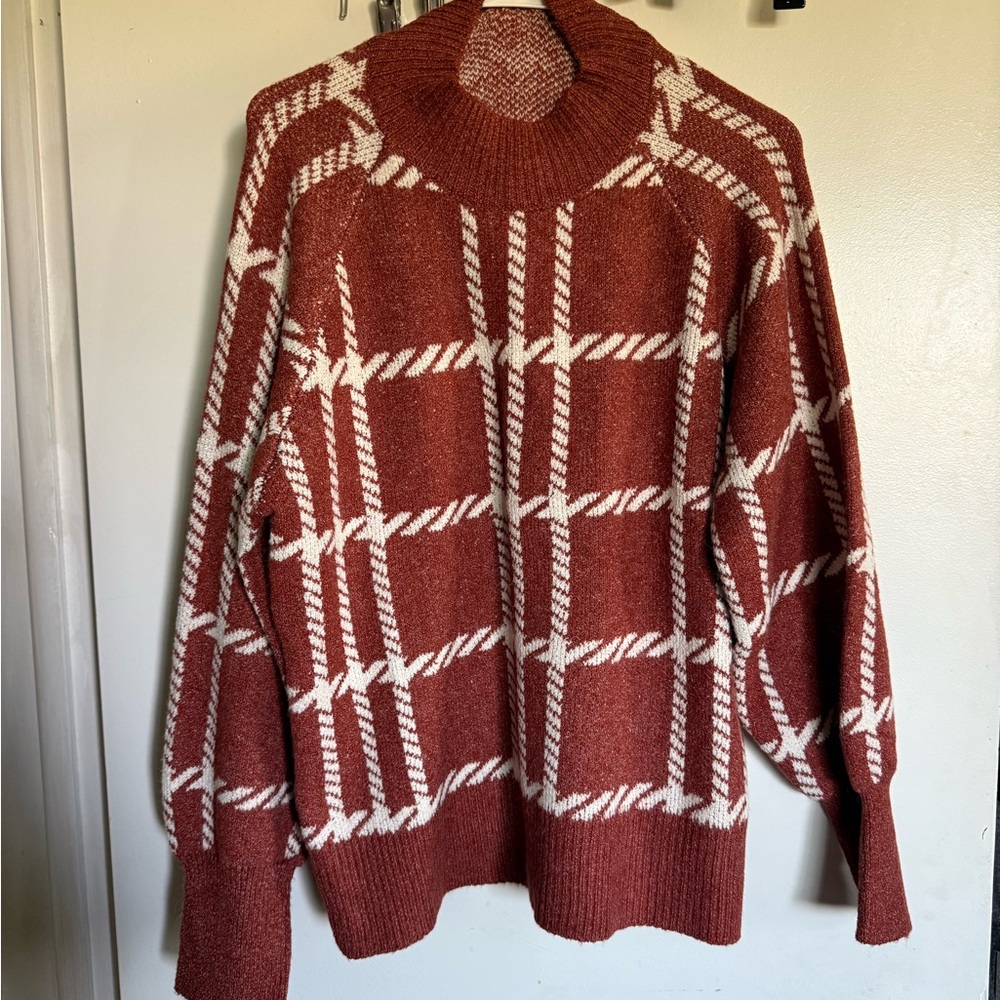 Maurices- Windowpane Plaid Mock Neck Sweater - Picture 2 of 2